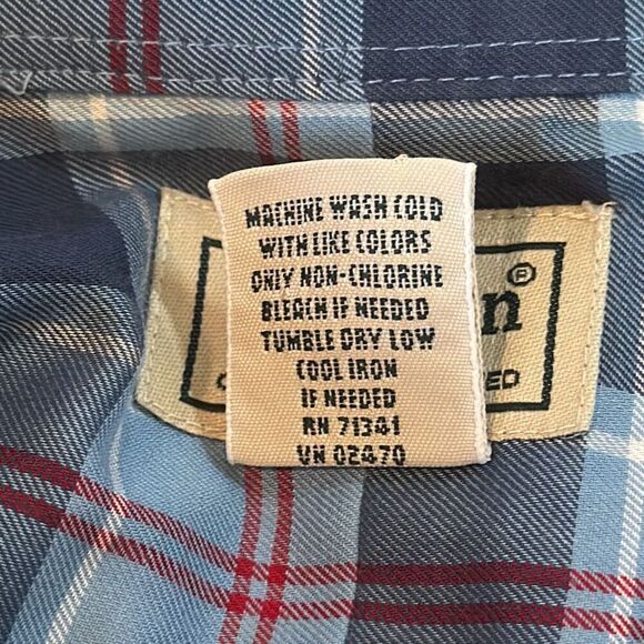 LL Bean O DHM8 U.S. Navy Tartan  Men's XXL Tall Long Sleeve Shirt Blue Plaid - Picture 6 of 6